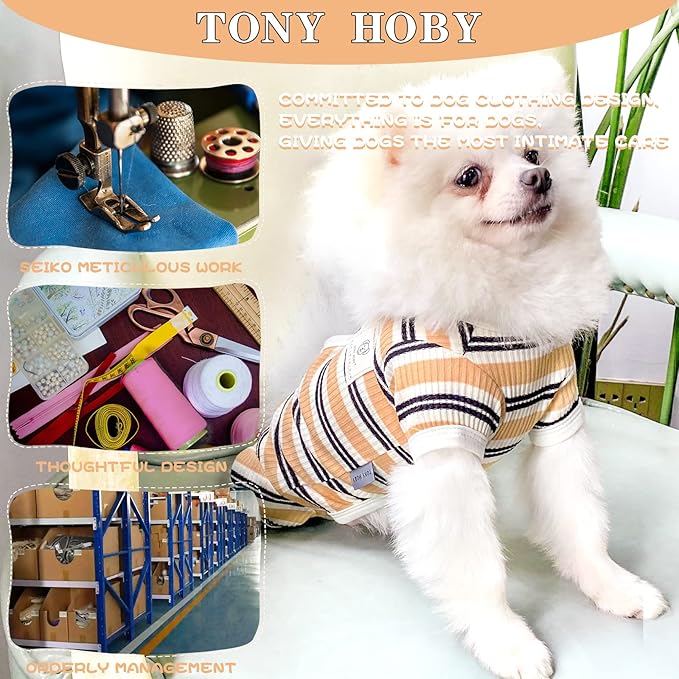 TONY HOBY Dog Pajamas, Dog Jumpsuit Pajamas with Brown Stripe, Dog Female 4 Legged Pajamas for Small Medium Dog (Brown, Girl, M)