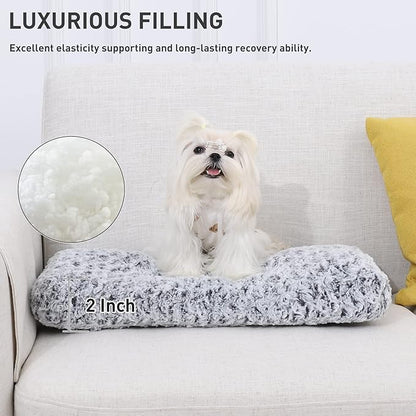 KSIIA Washable Dog Bed Deluxe Plush Dog Crate Beds Fulffy Comfy Kennel Pad Anti-Slip Pet Sleeping Mat for Large 17" x 12", Gray