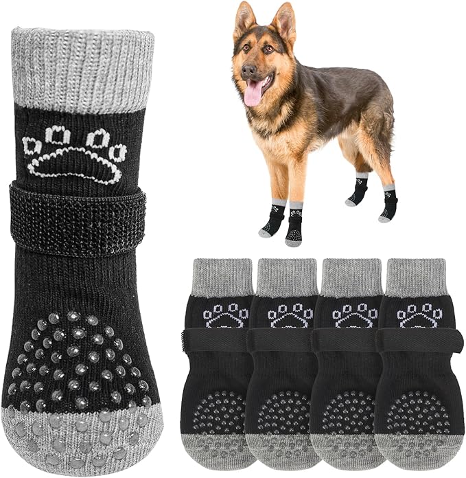 SCENEREAL Dog Socks to Prevent Licking Paws for Hardwood Floors Anti Slip