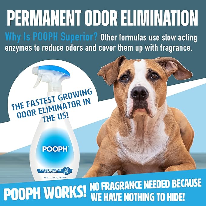 Pooph Pet Odor Eliminator, 32oz Spray - Dismantles Odors on a Molecular Basis, Dogs, Cats, Freshener, Urine, Poop, Pee, Deodorizer, Natures, Puppy, Fresh, Clean, Furniture, Potty, Safe