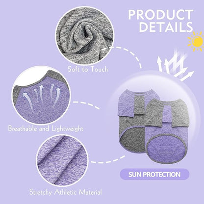 KYEESE 2 Pack Dog Shirts Quick Dry for Medium Dogs Breathable Lightweight Stretchy Protects Against Foxtails Dog T-Shirt with Reflective Label Raglan Sleeve Dog Clothes UV Protection 2XL