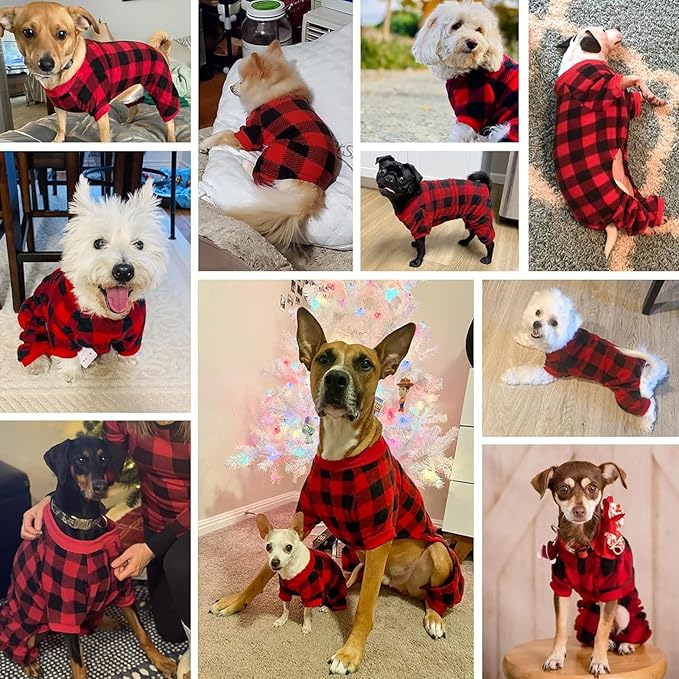 SCENEREAL Dog Pajamas for Small to Large Dogs Soft Pet Sweater Clothes Warm Puppy Onesie Outfits for Doggie Winter Christmas