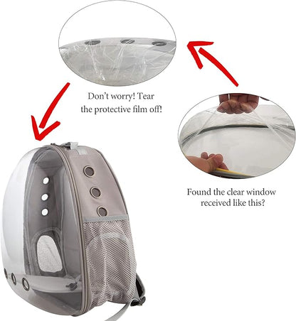 Cat Backpack Carrier Bubble Bag, Transparent Space Capsule Pet Carrier Dog Hiking Backpack, Small Dog Backpack Carrier for Cats Puppies Airline Approved Travel Carrier Outdoor Use Yellow Gray