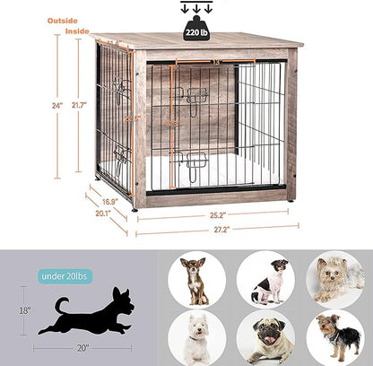 DWANTON Dog Crate Furniture with Cushion 27.2" L,