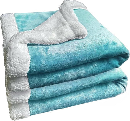 Waterproof Blanket for Cats, Cozy Blanket Waterproof Couch Cover for Puppies, Double-Side Sherpa Throw Blanket for Small Dogs (Blue, S 25x35”)