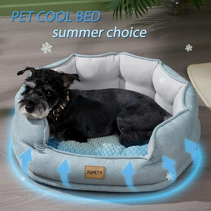 Jiupety Cooling Bed for Indoor Cats with Summer Cooling Mat L(25"×21"×9"), Green.
