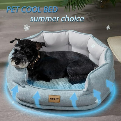 Jiupety Cooling Bed for Indoor Cats with Summer Cooling Mat L(25"×21"×9"), Green.