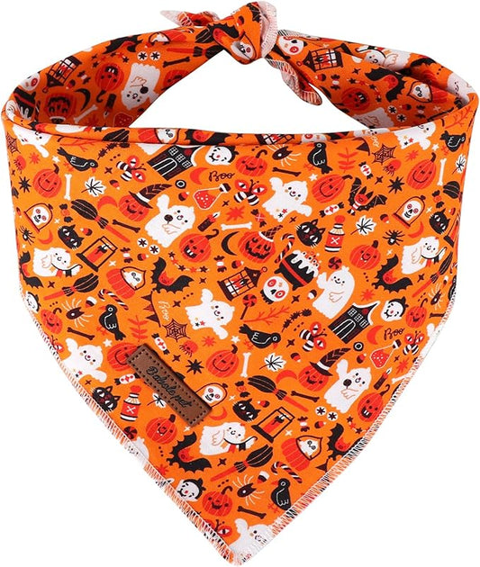 Halloween Dog Bandanas Boy Girl Orange Ghost Pumpkin