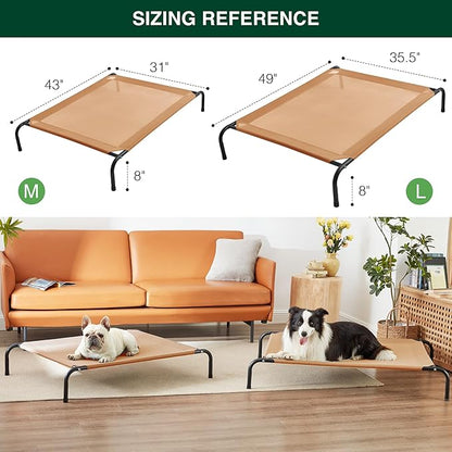 Love's cabin Elevated Cooling Dog Bed for Medium Dogs Beach,Beige,43 inches