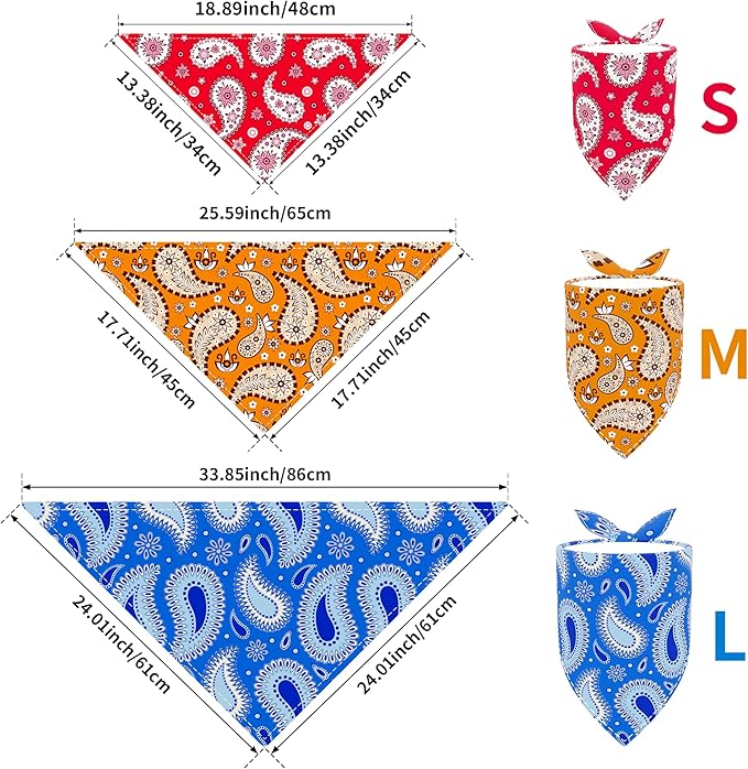10pcs Dog Bandanas Paisley Pattern for Medium Breed Kerchief Triangle Bibs Scarves Pink Blue Yellow Red Girl Boy Grooming Costume
