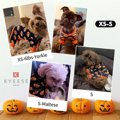 KYEESE Dog Pajamas Halloween for Small Dogs Pumpkin Dog Pjs Onesie Stretchable Soft Material Cat Pajamas