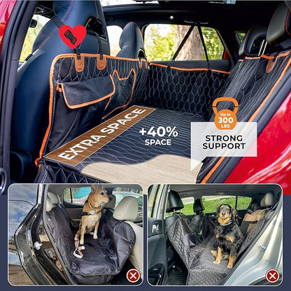 YoGi Prime Back Seat Extender for Dogs, 100% Waterproof Hard Bottom Dog Car Seat Cover, Dog Hammock for Car Travel Camping Mattress Bed, Pets Dog Seat Protector for Cars Trucks SUVs (Black)