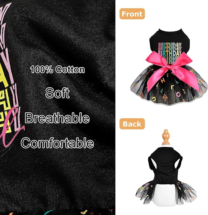 Dog Dress Birthday Clothes for Small Medium Dogs