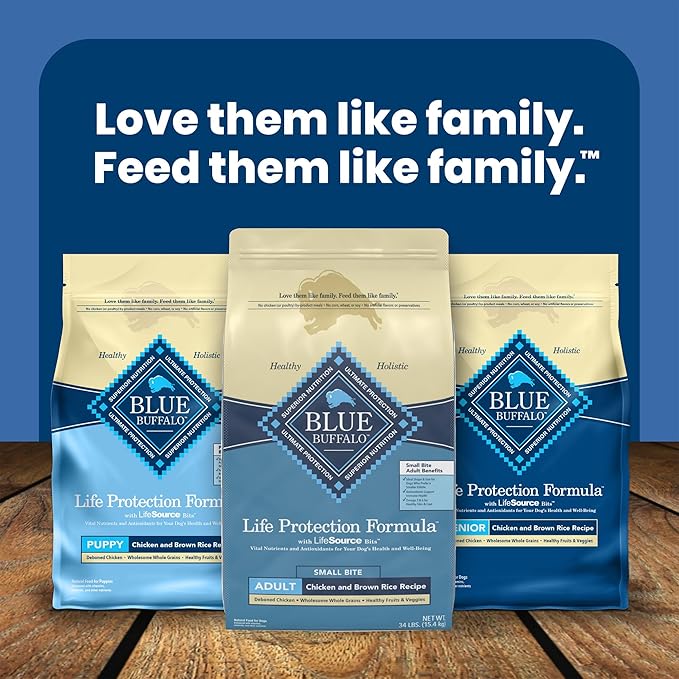 Blue Buffalo Life Protection Formula Adult Small Bite Dry Dog Food, Helps Build and Maintain Strong Muscles, Made with Natural Ingredients, Chicken & Brown Rice Recipe, 34-lb. Bag