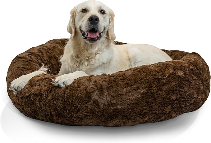 Best Friends by Sheri The Original Calming Donut Cat and Dog Bed in Lux Fur Dark Chocolate 36"
