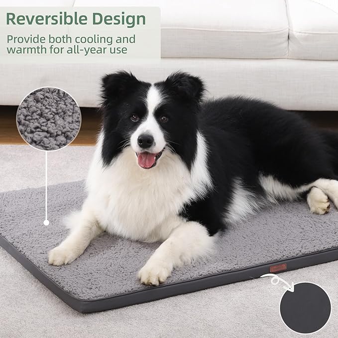 Dog Crate Bed Pad Mat Reversible (Cool&Warm) with Removable Washable Cover 47x29 Inch,
