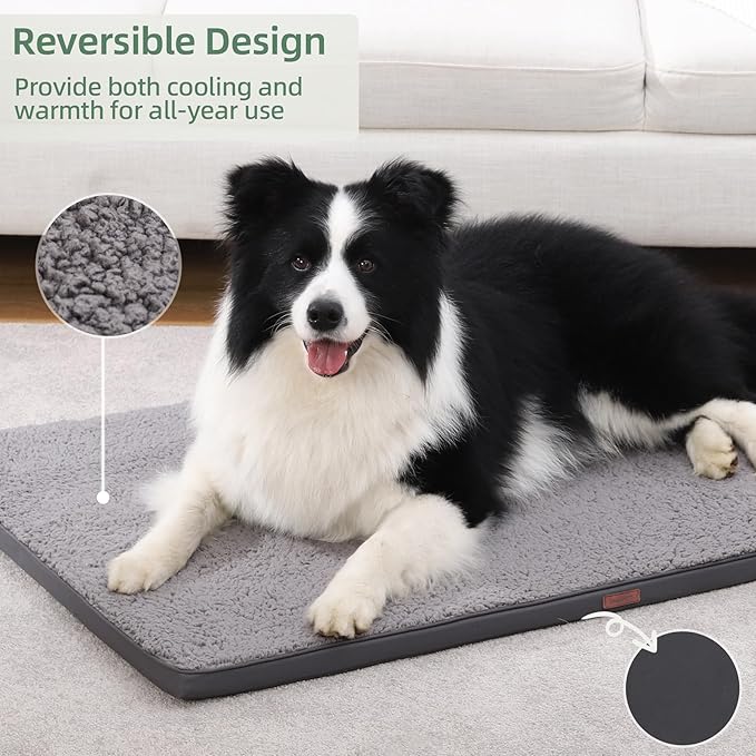 Dog Crate Bed Pad Mat Reversible (Cool&Warm) with Removable Washable Cover 35x22 Inch,