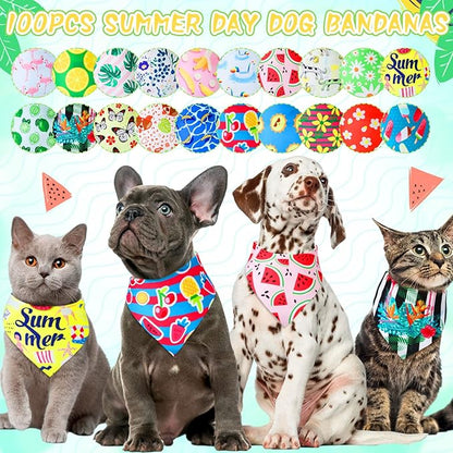 100 Pcs Summer Bandanas for Dog Bulk Summer
