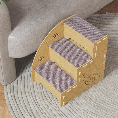 EWES Wooden Dog Stairs for Small Dogs 13.8 Inch High 3 Steps