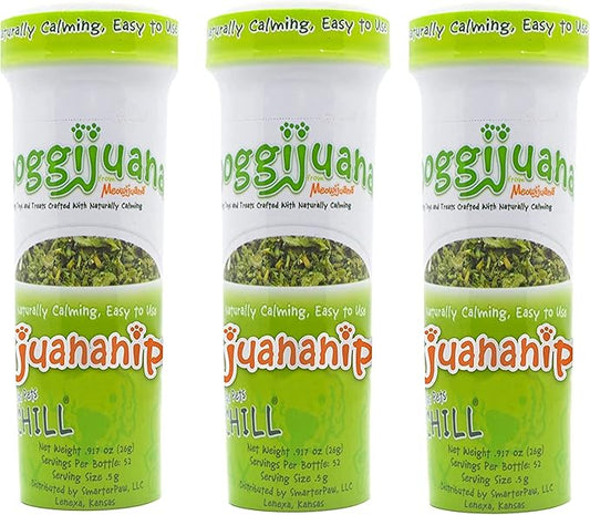 Doggijuana / 3 Juananip™ Refill Bottles/Premium Organic Ground Catnip for Dogs/All Natural/Grown in The USA/Promotes Play and Helps Your Dog Chill