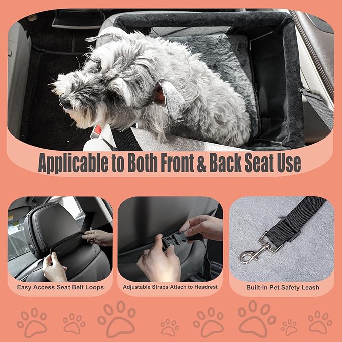 4-in-1 Dog Car Seat and Cat Carrier with Removable Wheels Booster Car Seats for Small Dogs Cats Comes with Shoulder Strap Clip-On Safety Leash and Thickened Pads, Pet Travel Carrier Bed up to 20 lbs