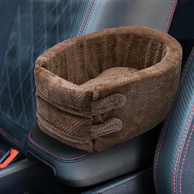 X AUTOHAUX Dog Car Seat Seat Adjustable Straps for Medium Small Sized Puppy Cat Seat Pets Soft Non Slip Bottom Travel Bed Brown