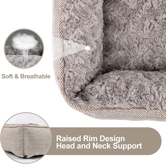 FURTIME Dog Bed for Large Medium Small Dogs Soft Washable Pet Bed Orthopedic Dog Sofa Bed Breathable Rectangle Sleeping Bed Anti-Slip Bottom(30''