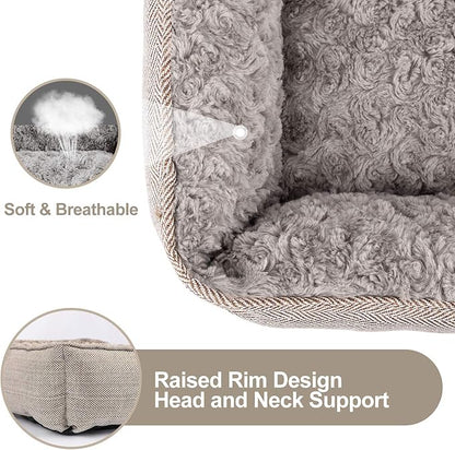 FURTIME Dog Bed for Large Medium Small Dogs Soft Washable Pet Bed Orthopedic Dog Sofa Bed Breathable Rectangle Sleeping Bed Anti-Slip Bottom(30''