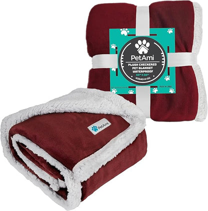 PetAmi WATERPROOF Dog Blanket for Medium Large Dog 60x40 Wine