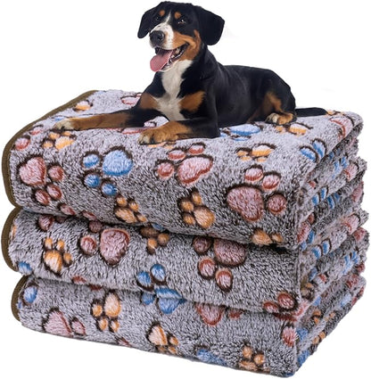 Dono 1 Pack 3 Dog Blankets, Soft Fluffy Fleece Pet Blanket Warm Sleep Mat Paw Print Design Puppy Kitten Throw Blanket Doggy Mat, Blanket for Dogs