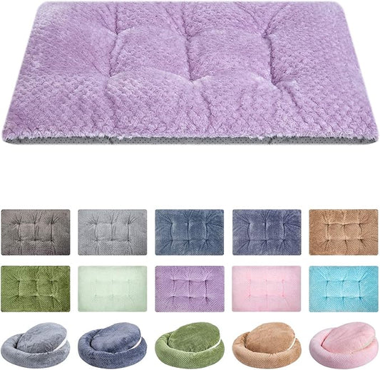 WONDER MIRACLE Fuzzy Deluxe Pet Beds, Super Plush Dog or Cat Beds Ideal for Dog Crates, Machine Wash & Dryer Friendly (23" x 35", L-Lavender)