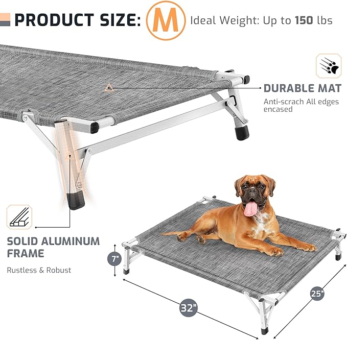 Elevated Cooling Cots Dog Bed: Raised Outdoor & Indoor Pet Cot
