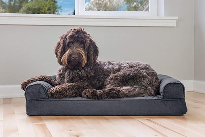Furhaven Memory Foam Dog Bed for Medium/Small Dogs w/ Removable Bolsters & Washable Cover 35 lbs