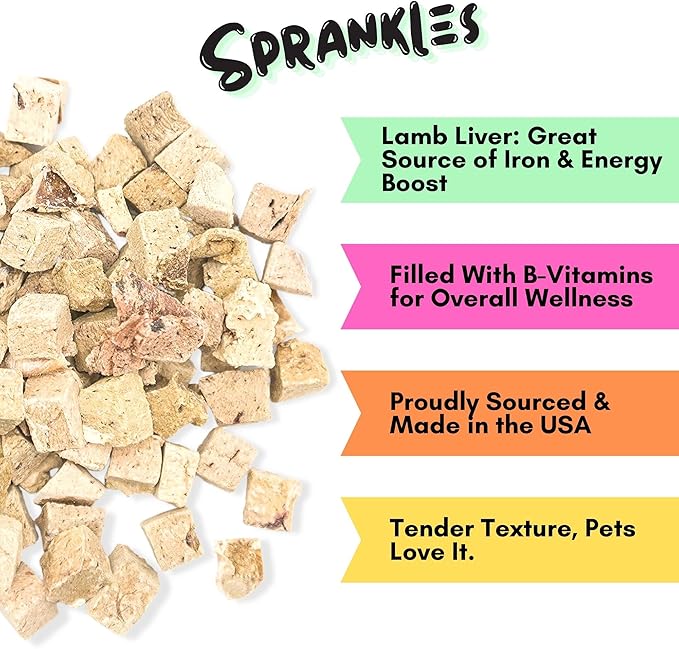 Freeze Dried Lamb Liver Treats for Cats & Dogs - 1LB Big Bag Single Ingredient All Natural Grain-Free, High Protein, Made in USA - Perfect for Training, Topper or Snack