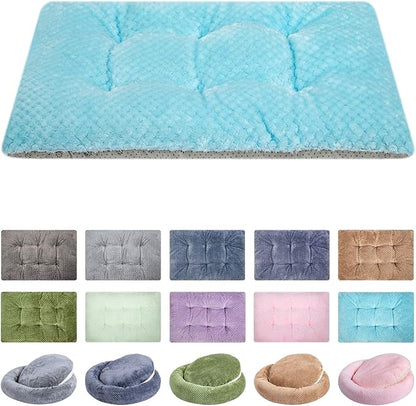 WONDER MIRACLE Fuzzy Deluxe Pet Beds, Super Plush Dog or Cat Beds Ideal for Dog Crates, Machine Wash & Dryer Friendly (15" x 23", S-Ice Blue)