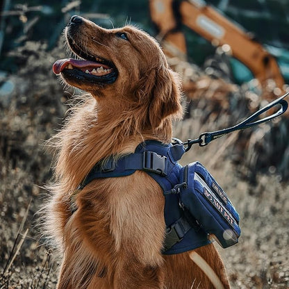 OneTigris Tactical Dog Harness Vest,No-Pull Service Dog Vest with Hook & Loop Panels,Adjustable Dog Vest Harness for Walking Hiking Training(Blue,XL)