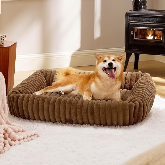Bedsure Cute Dog Bed for Large Dogs 36x27x8inches, Copper