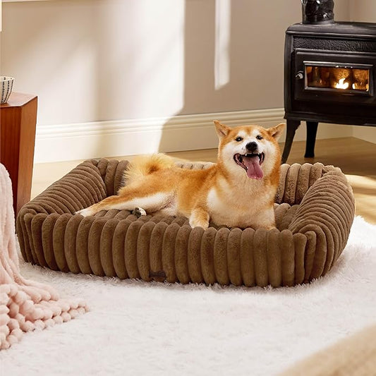 Bedsure Cute Dog Bed for Large Dogs 36x27x8inches, Copper