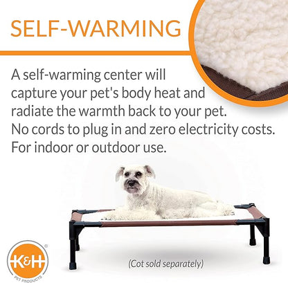 K&H Pet Products Self-Warming Pet Cot Cover Replacement (Cot Sold Separately) - Chocolate/Fleece, Large 30 X 42 Inches