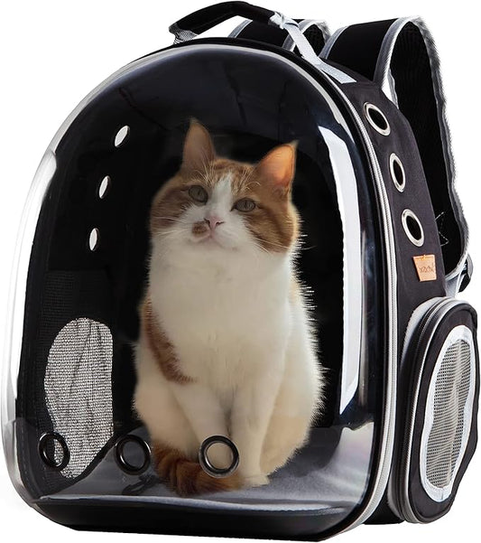 Cat Backpack Carrier Bubble Bag, Transparent Space Capsule Pet Carrier Dog Hiking Backpack, Small Dog Backpack Carrier for Cats Puppies Airline Approved Travel Carrier Outdoor Use Black