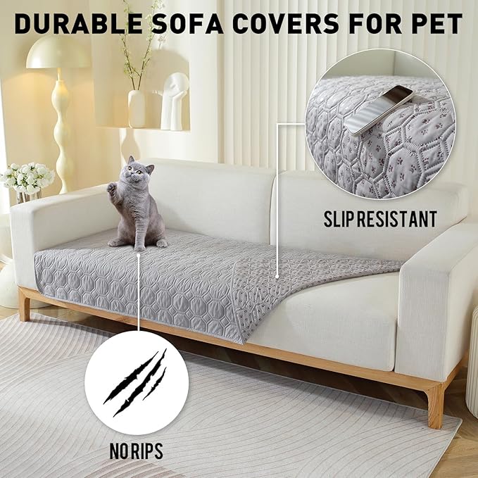 SYSLOON Waterproof Dog Bed Cover Sofa,Car,82"x102",Light Grey