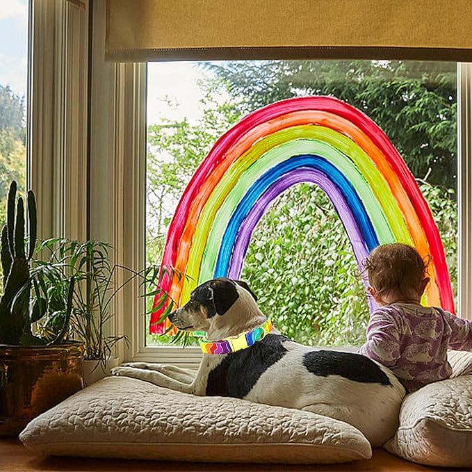 Dog Collar, Pet Collar Rainbow Dog Collar LGBT for Pride Month Durable Metal Pet Collar Dog Cute Girl Boy Dog Collars Adjustable Dog Collar for Small Medium Large Dogs