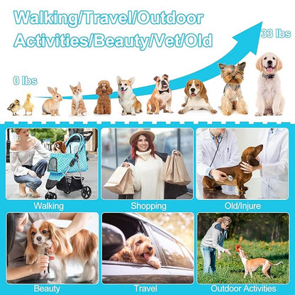 Dog Stroller for Small Dogs 3 Wheels,