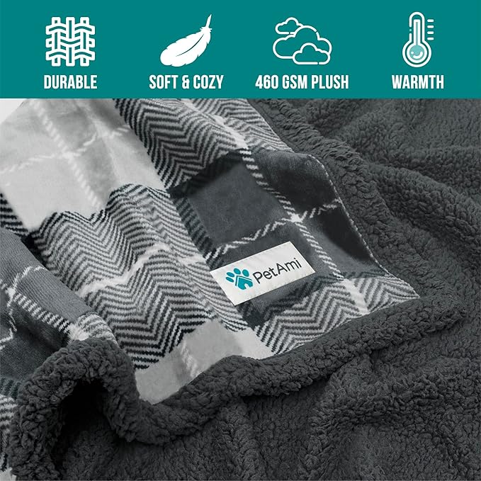 PetAmi Dog Blanket for Medium Large Dogs 40x60 Plaid