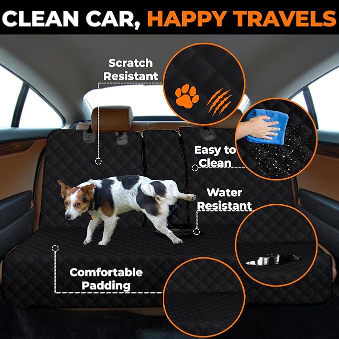 Back Seat Cover for Dogs and Kids 600d Fabric