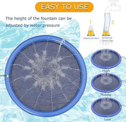 Splash Pad for Large Dogs - Non-Slip Thicken Sprinkler Pool Pet Summer Outdoor Durable Bath Pool Water Toys Fun Backyard Fountain Play Mat for Pet Dog