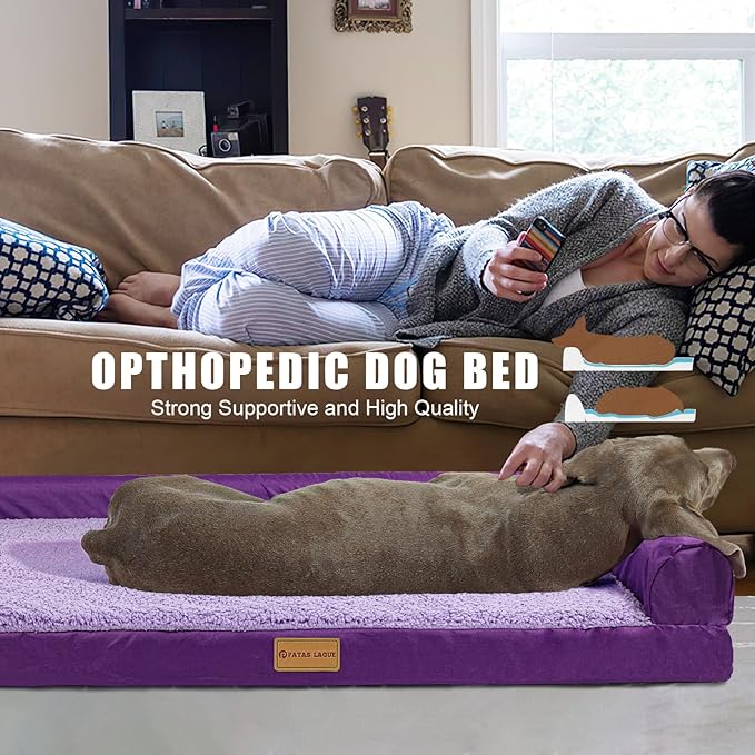 Patas Lague Orthopedic XXL Dog Bed for Extra Large Dogs 48''X30''