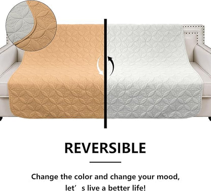 Waterproof Dog Bed Cover Pet Blanket for Furniture Bed Couch Sofa Reversible (Sand+Cream, 82x82 Inches)