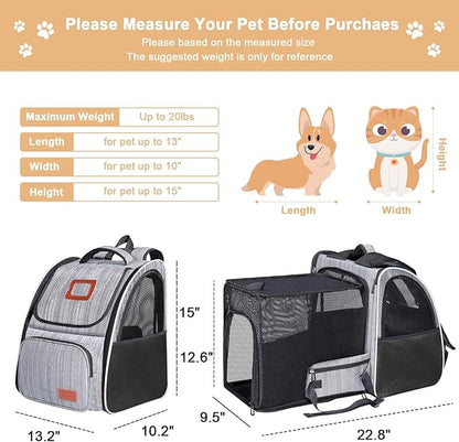 Cat Carrier Backpacks Expandable Cat Backpacks for Carrying Cats Up to 20 Lb