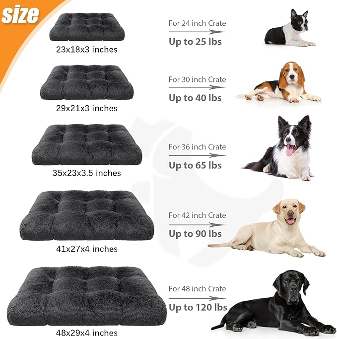KSIIA Dog Crate Bed Washable Dog Beds for Extra Large Dogs Deluxe Plush Fluffy Comfy Thick Kennel Pad Anti-Slip & Anti-Scratch Pet Sleeping Mat 41 x 27 Inch,
